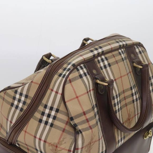 Burberrys Nova Check Hand Bag PVC Leather Beige Auth 69121 - Picture 7 of 16